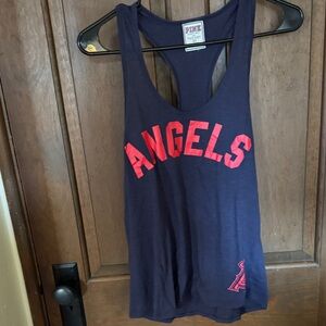 PINK Victoria's Secret Navy Tank with Red Love Print